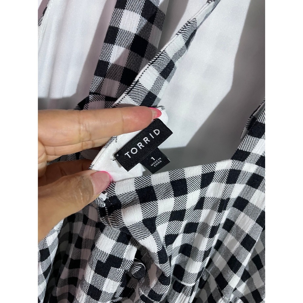 Torrid gingham black white tiered maxi dress 1x - Picture 6 of 6